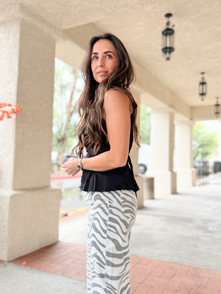 Far Out High Rise Wide in Zebra by Daze Denim