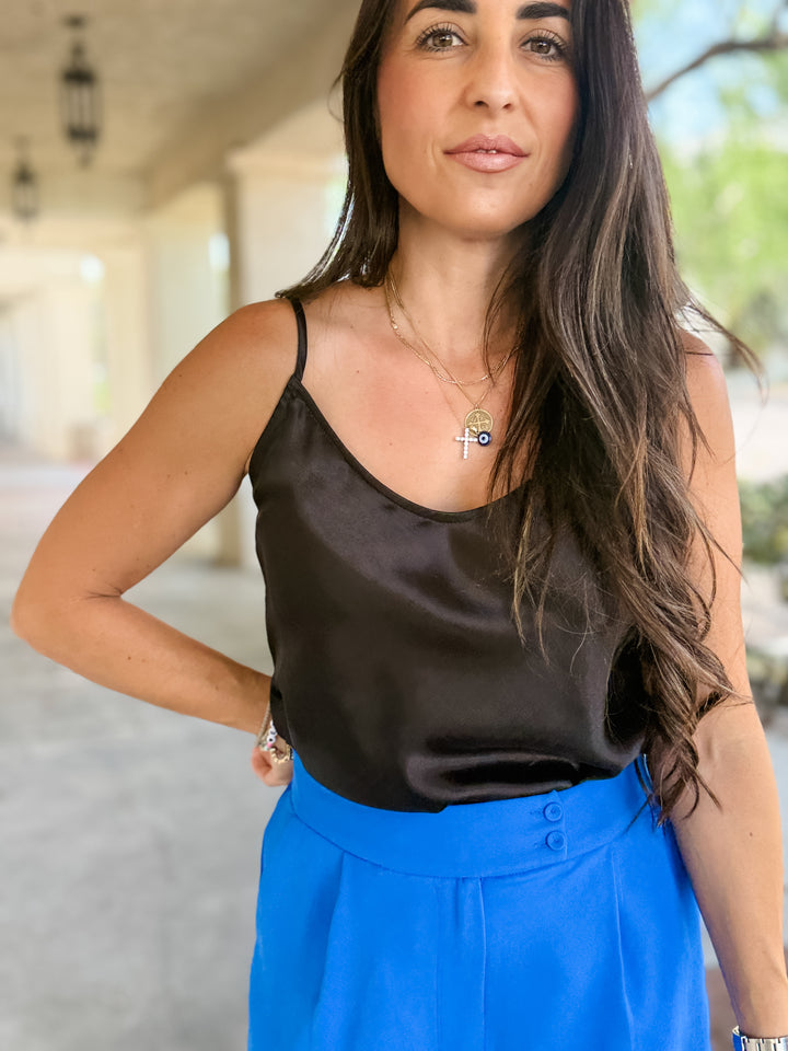 The Bobby Satin Cami - Black