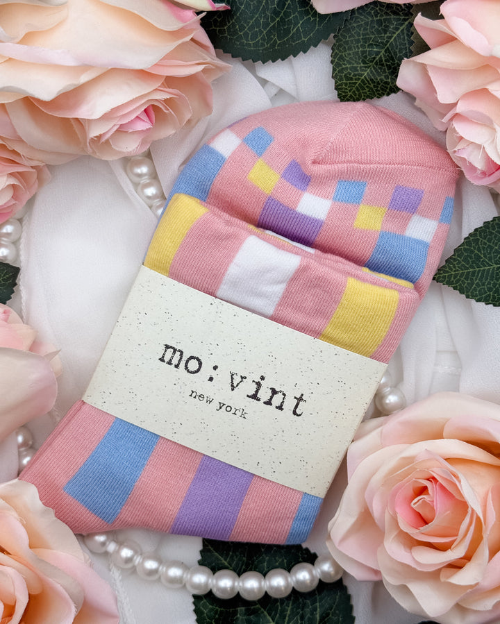 The Color Block Quarter Socks - Pink