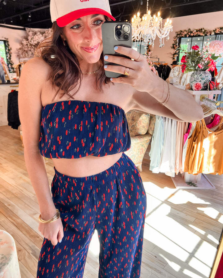 The Noelle Bubble Top - Cherry