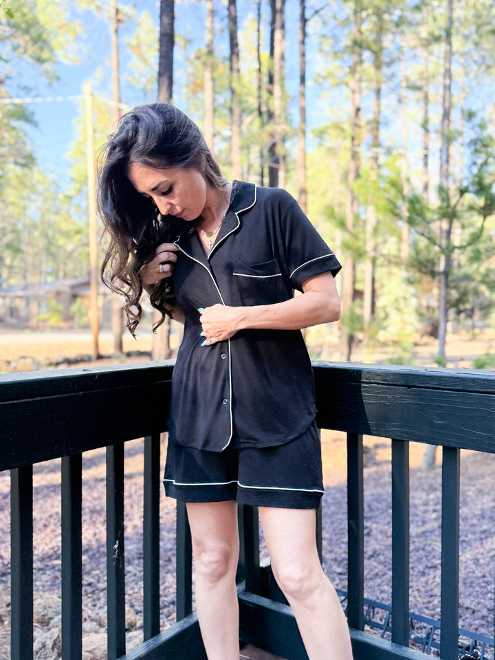 The Camille Pajama Top - Black