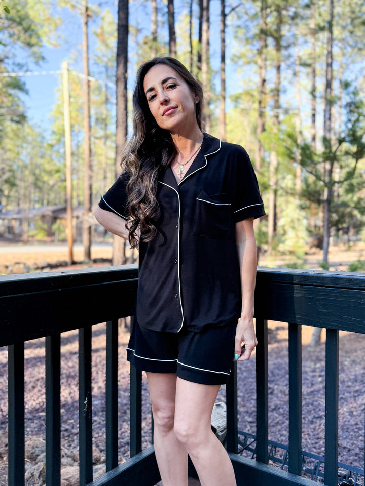 The Camille Pajama Top - Black