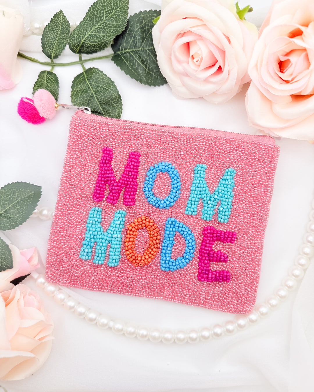 Mom Mode Beaded Coin Pouch