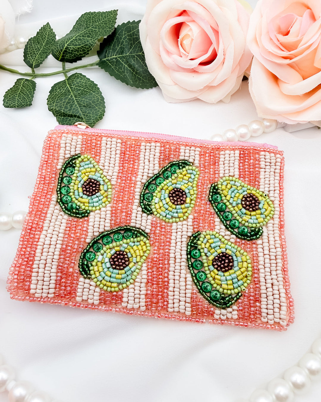 Avocado Beaded Coin Pouch
