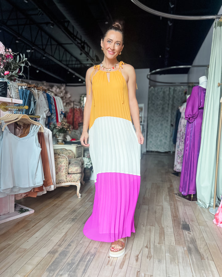 The Renée Pleated Maxi Dress