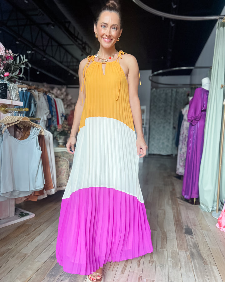 The Renée Pleated Maxi Dress