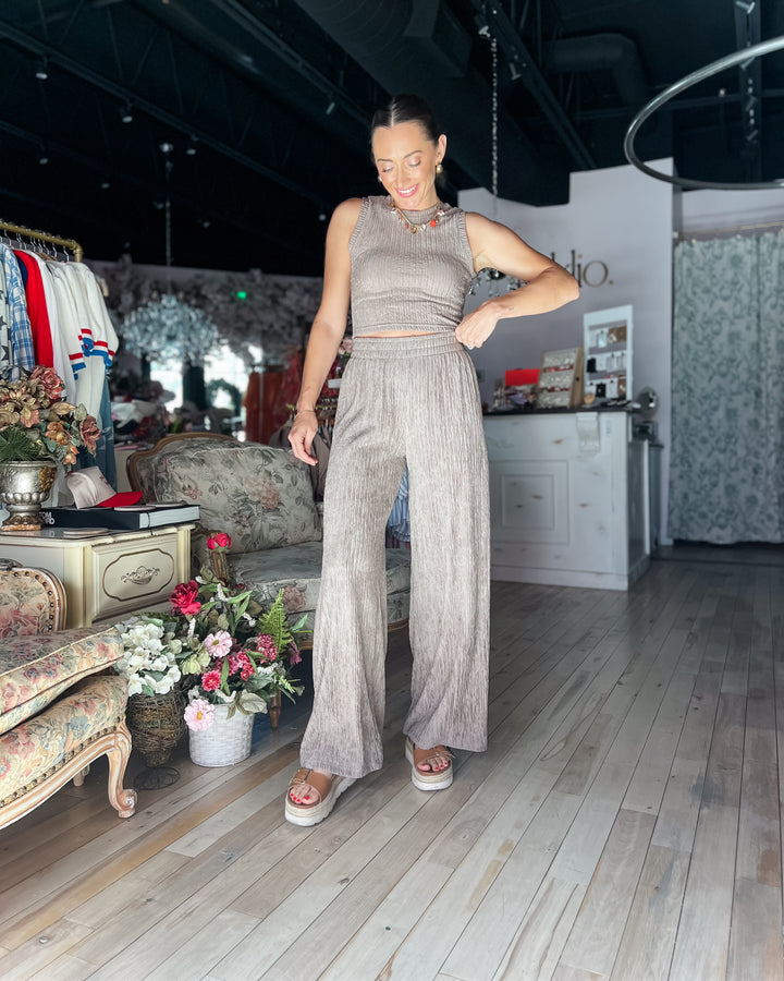 The Sofia Textured Wide Leg Pants