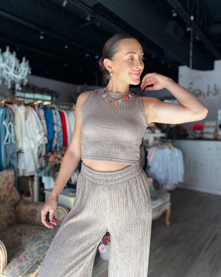 The Sofia Textured Wide Leg Pants