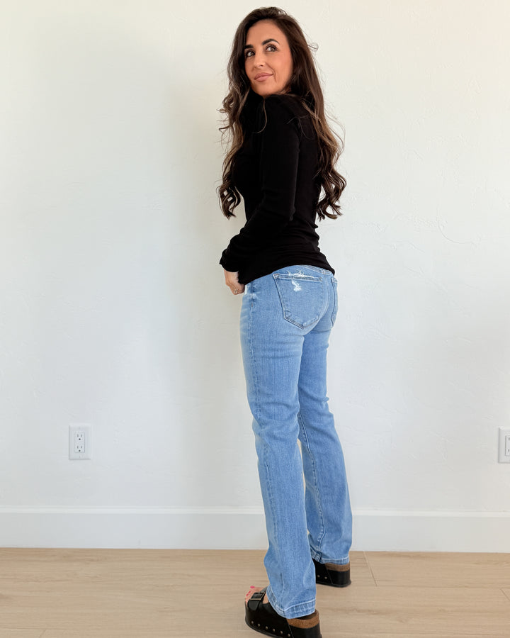 Elle Straight Fit Tummy Control Mid-Rise Jeans by Risen