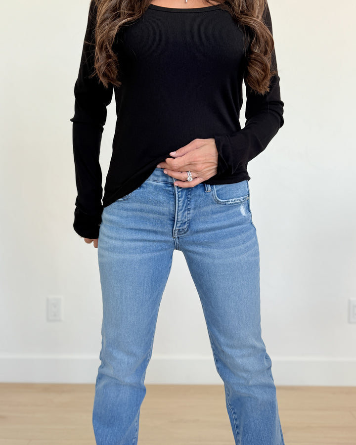 Elle Straight Fit Tummy Control Mid-Rise Jeans by Risen