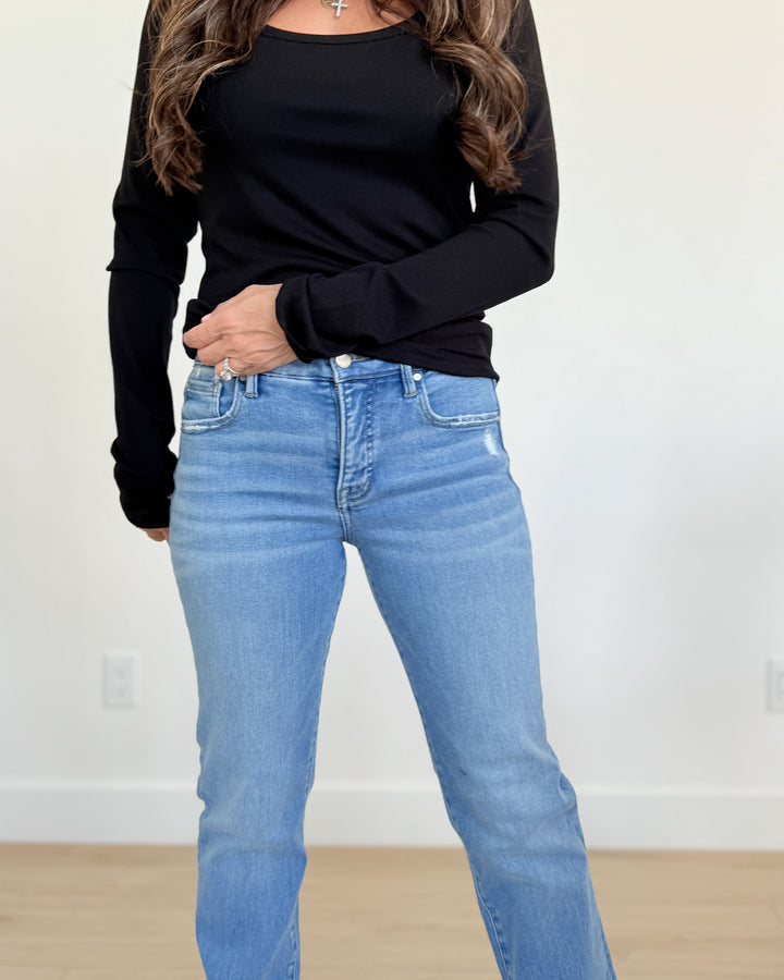 Elle Straight Fit Tummy Control Mid-Rise Jeans by Risen