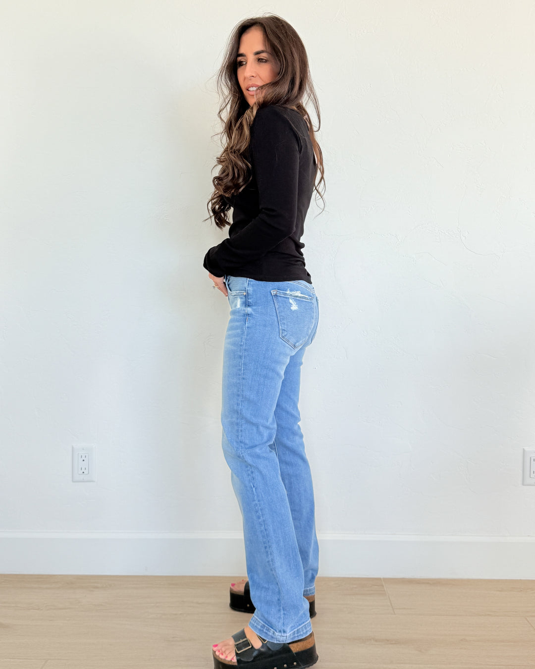 Elle Straight Fit Tummy Control Mid-Rise Jeans by Risen