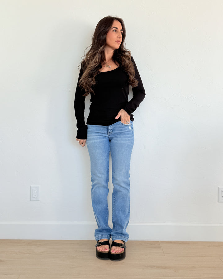 Elle Straight Fit Tummy Control Mid-Rise Jeans by Risen