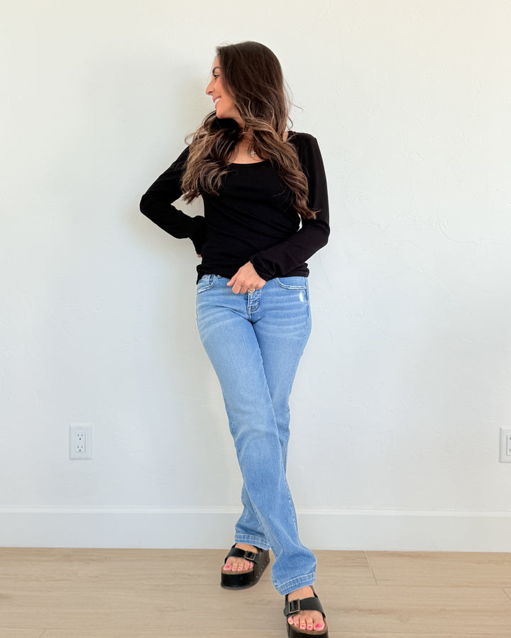 Elle Straight Fit Tummy Control Mid-Rise Jeans by Risen