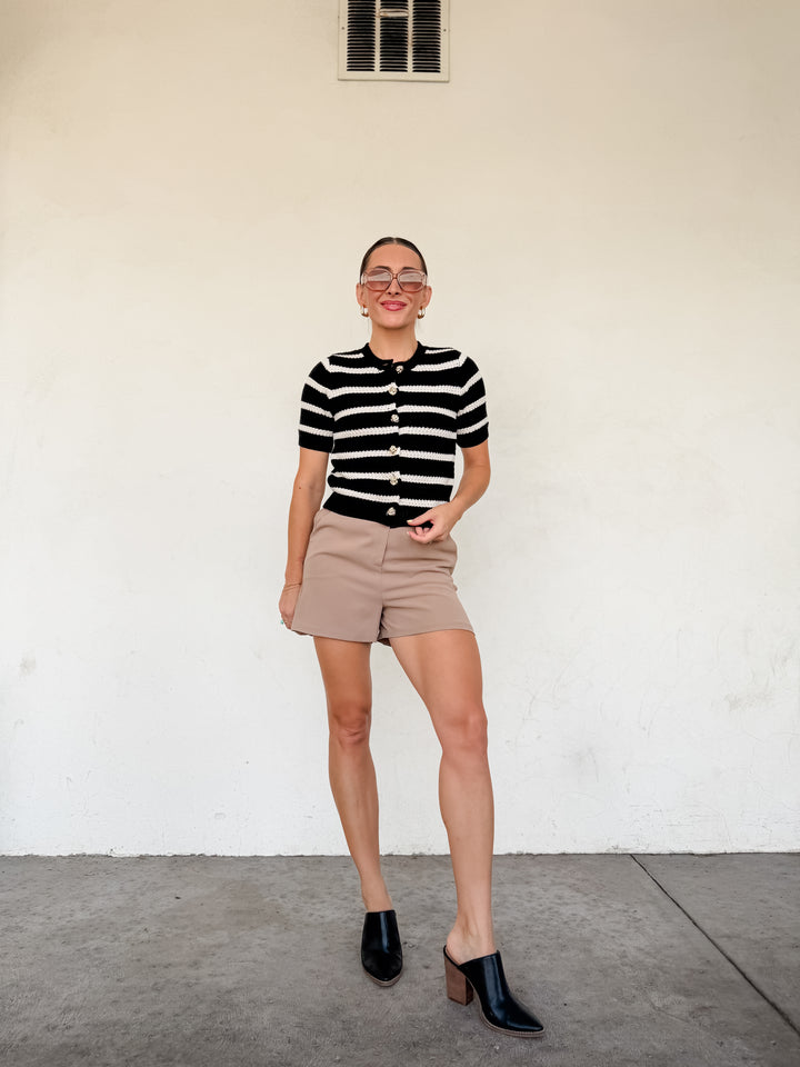 The Margot Striped Knit Cardigan Top
