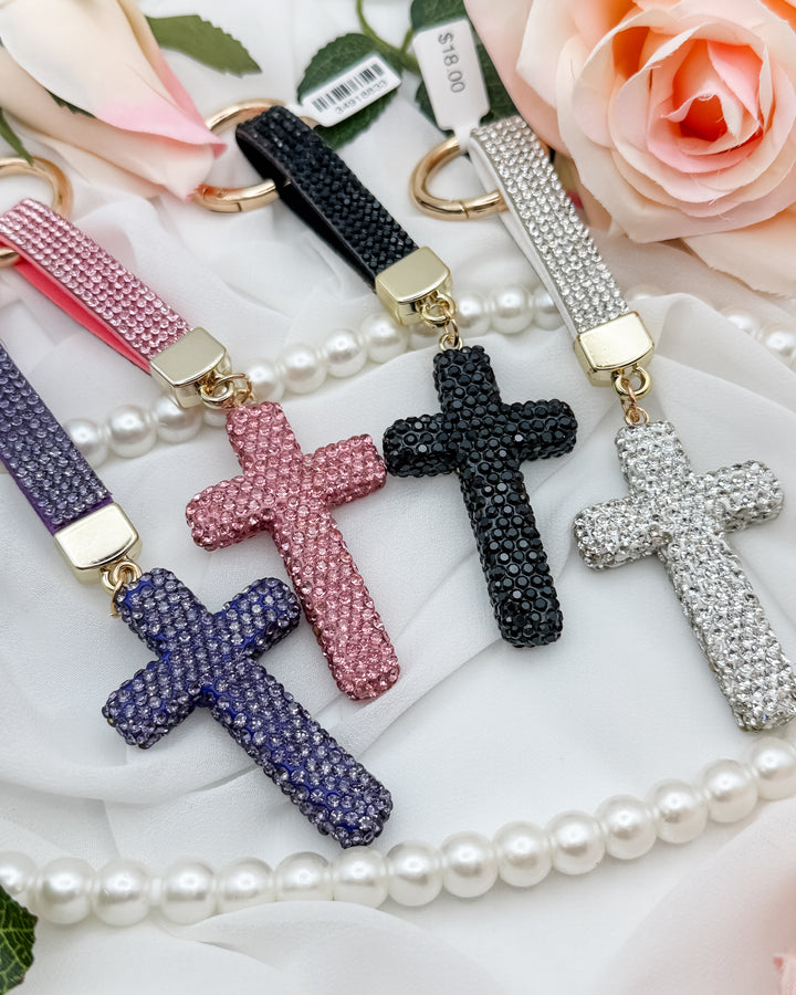 Cross Bling Keychain With Strap