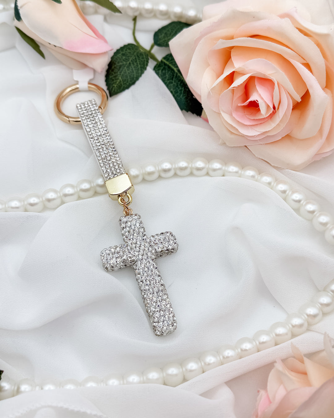 Cross Bling Keychain With Strap