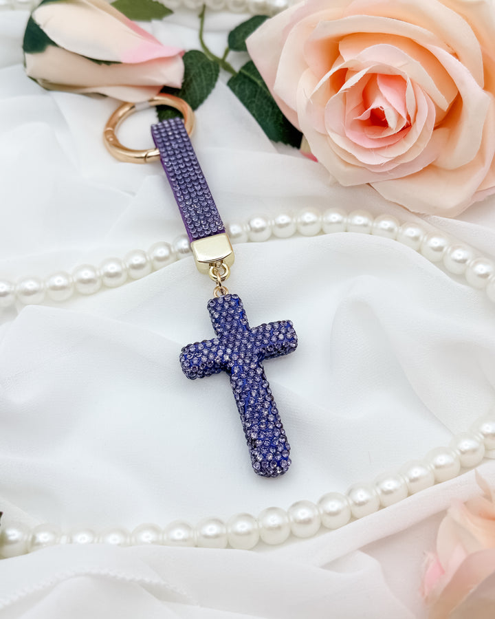 Cross Bling Keychain With Strap