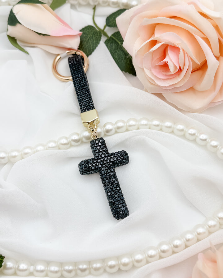 Cross Bling Keychain With Strap