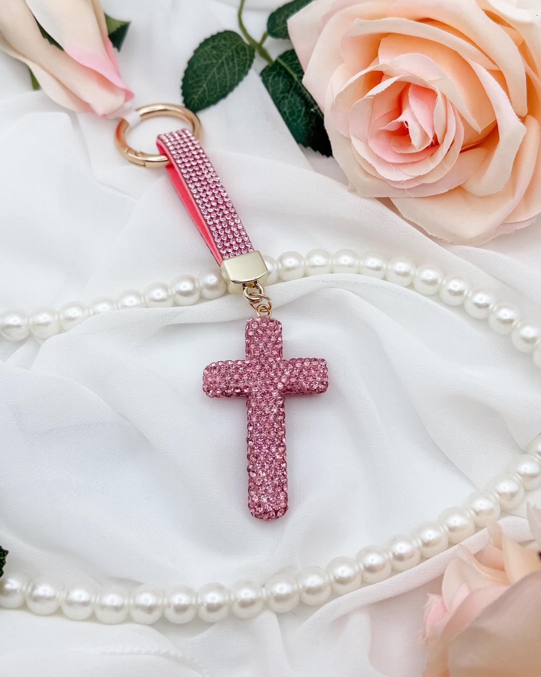 Cross Bling Keychain With Strap