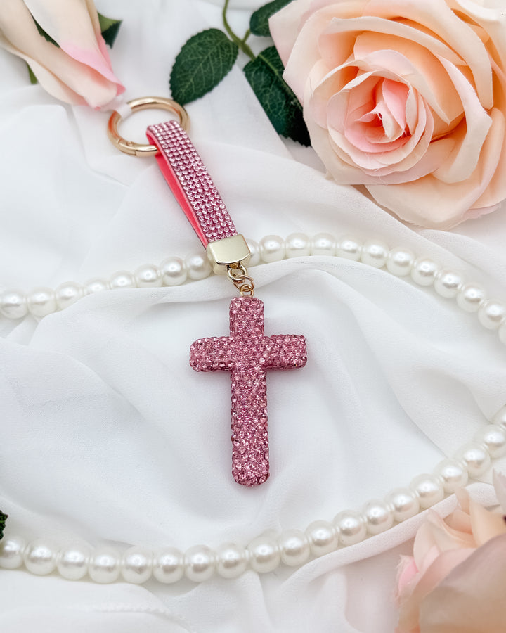 Cross Bling Keychain With Strap