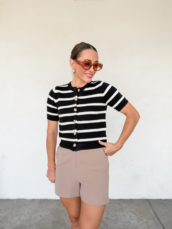 The Margot Striped Knit Cardigan Top