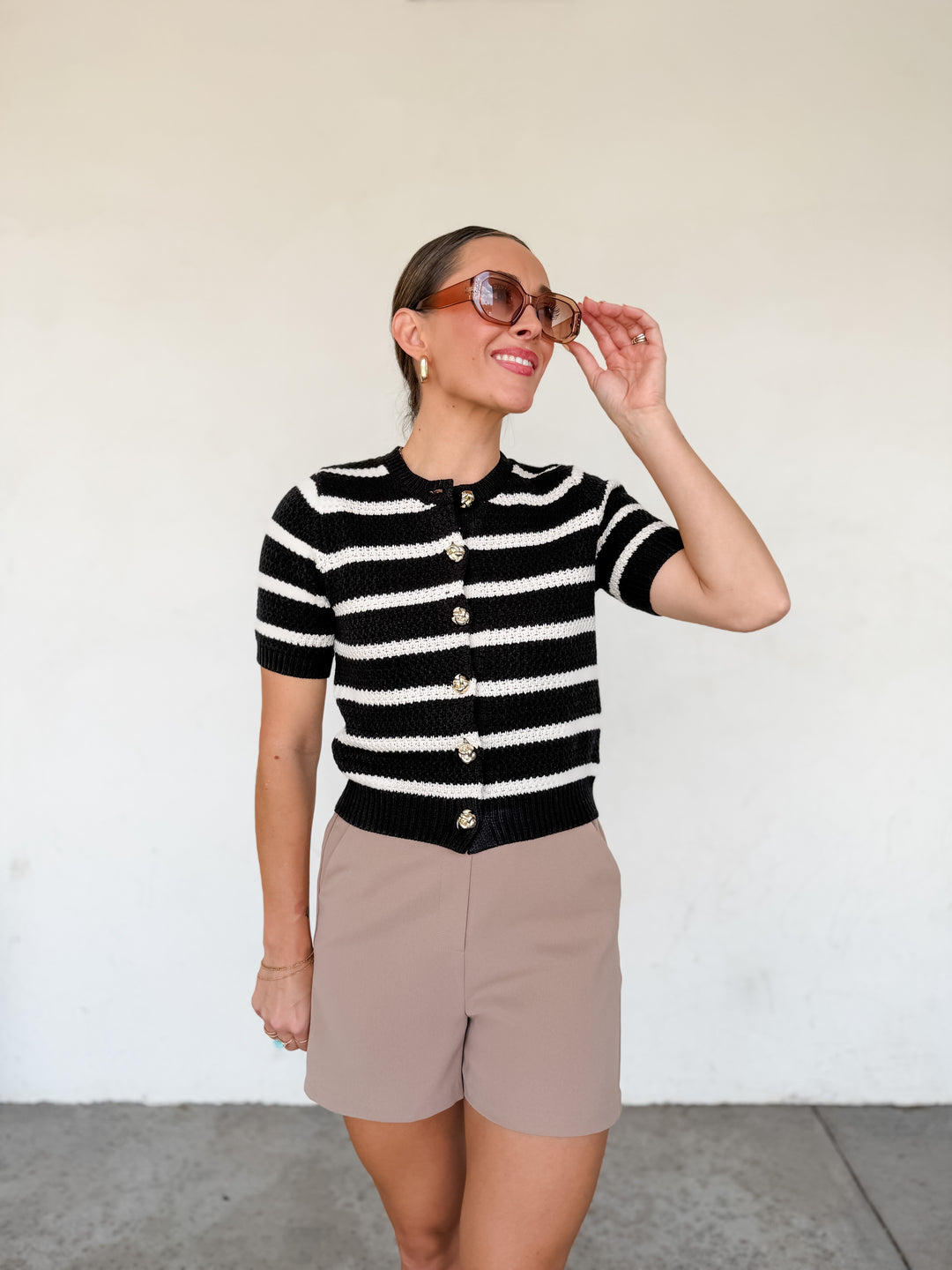 The Margot Striped Knit Cardigan Top