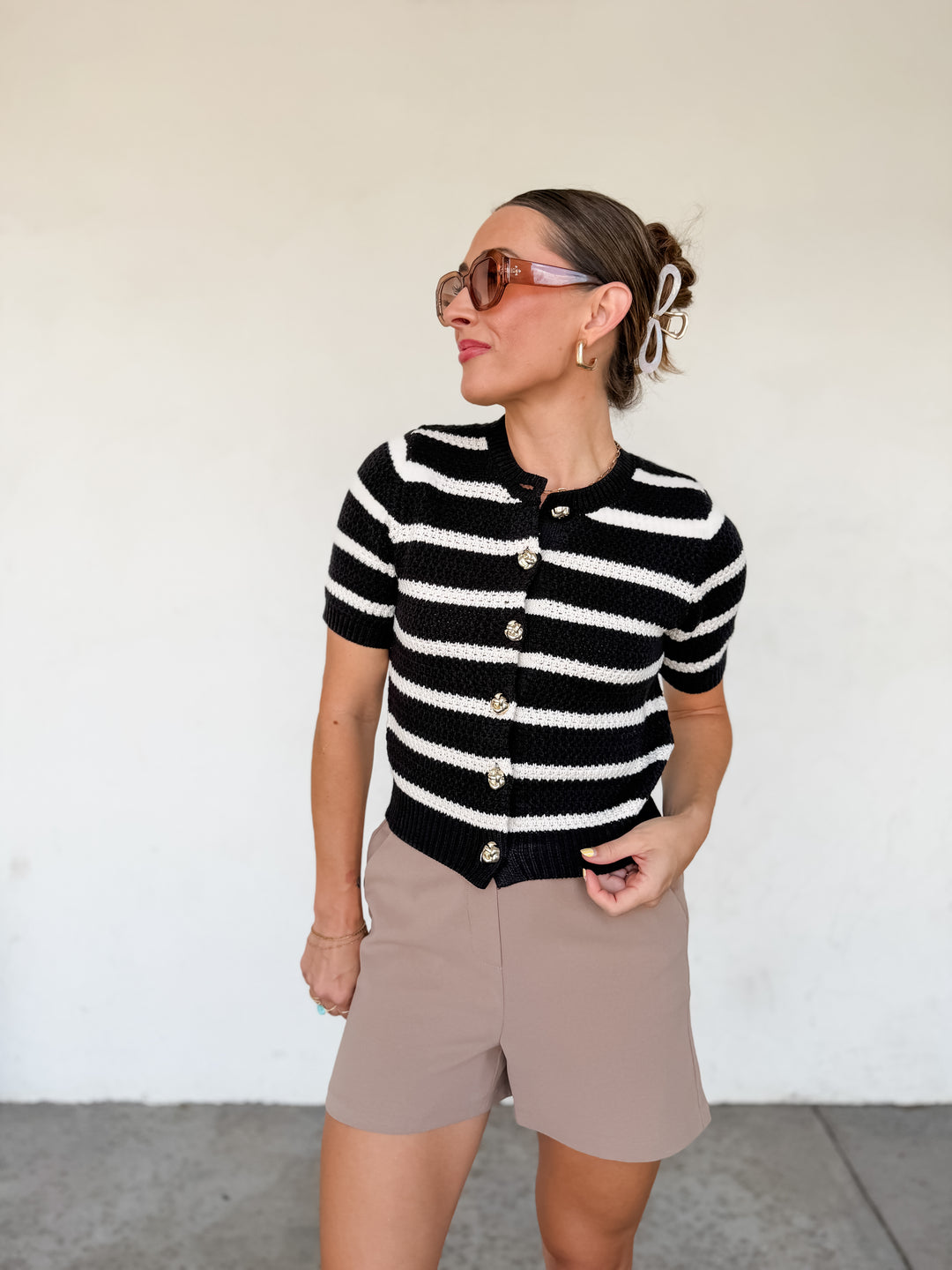 The Margot Striped Knit Cardigan Top