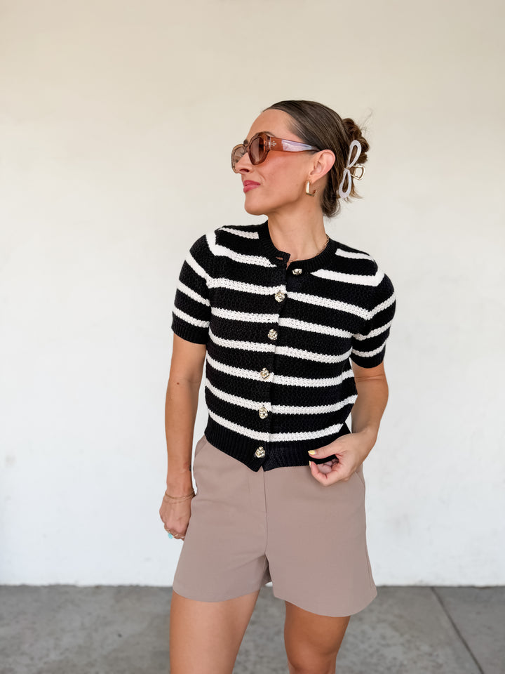 The Margot Striped Knit Cardigan Top