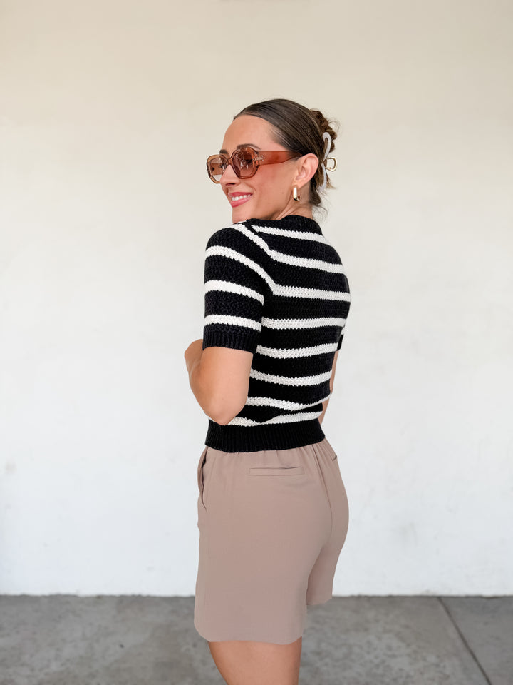 The Margot Striped Knit Cardigan Top