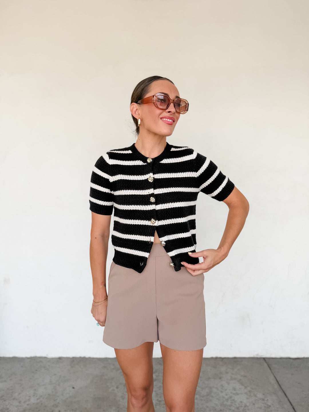 The Margot Striped Knit Cardigan Top