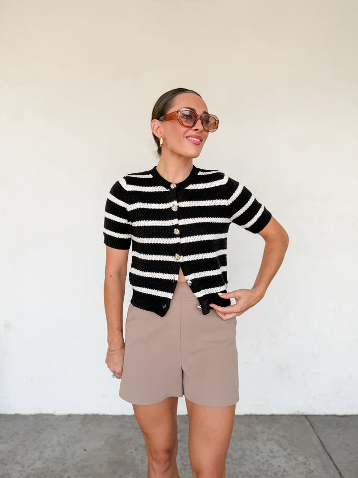 The Margot Striped Knit Cardigan Top