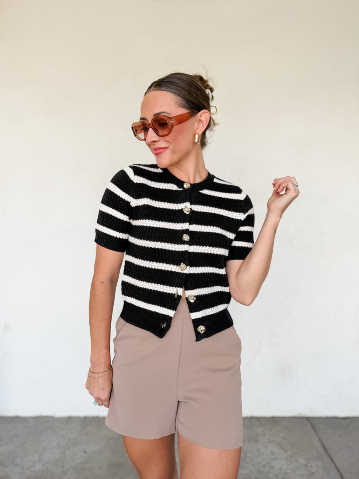 The Margot Striped Knit Cardigan Top