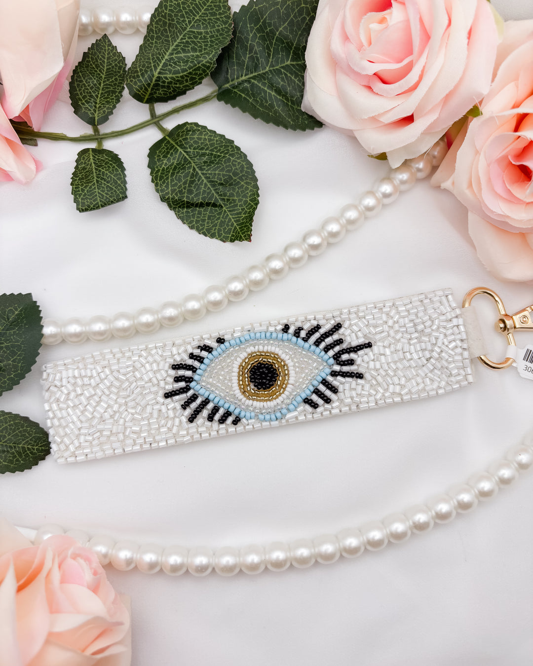 Evil Eye Lash Beaded Wristlet Keychain