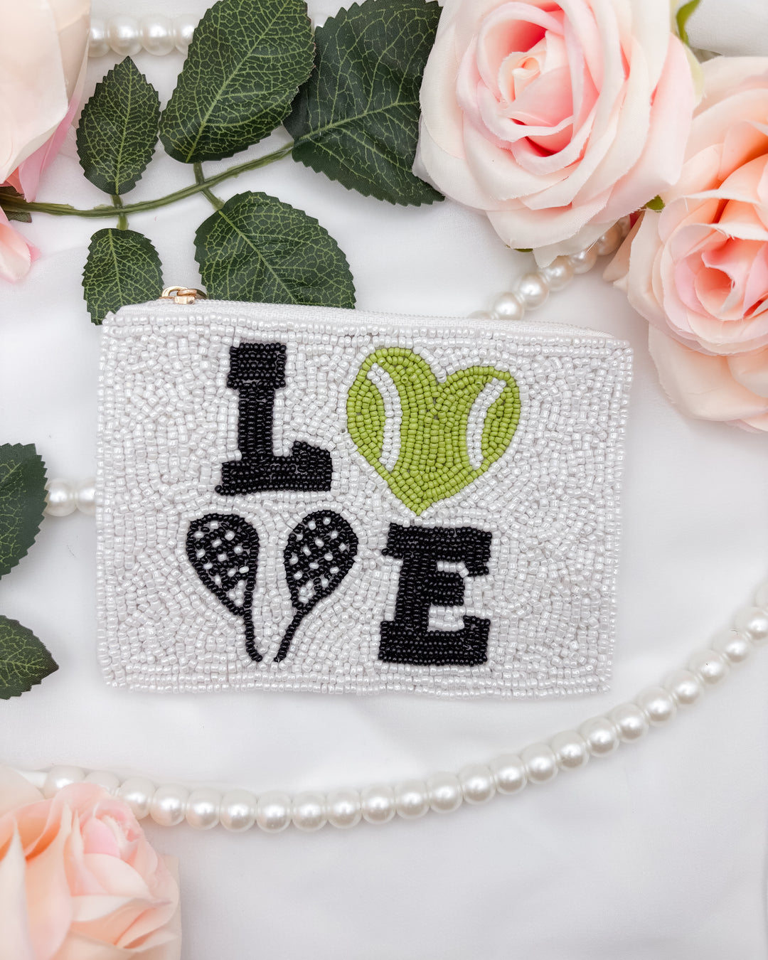 Love Tennis Beaded Coin Purse