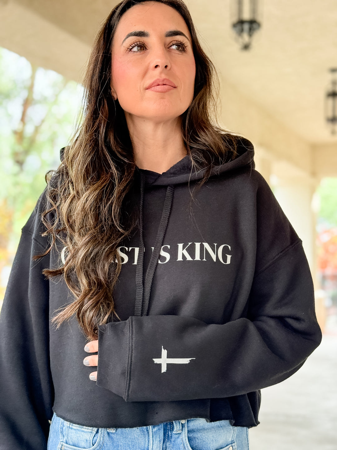 Christ is King Cropped Sweatshirt - Black