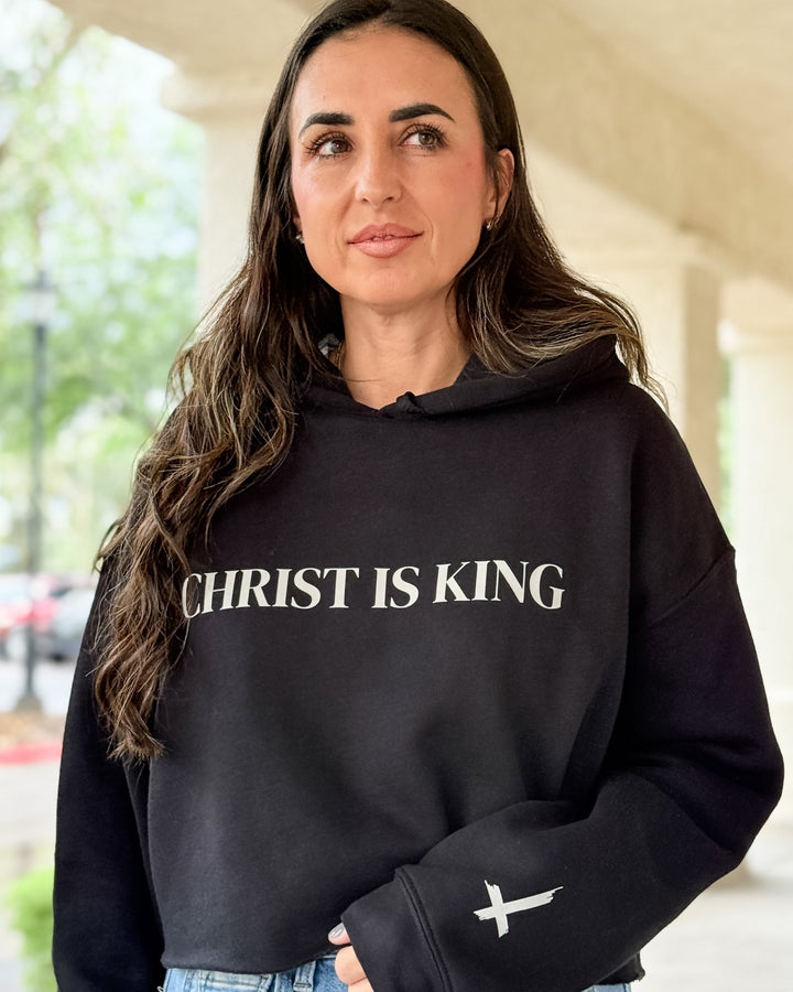 Christ is King Cropped Sweatshirt - Black