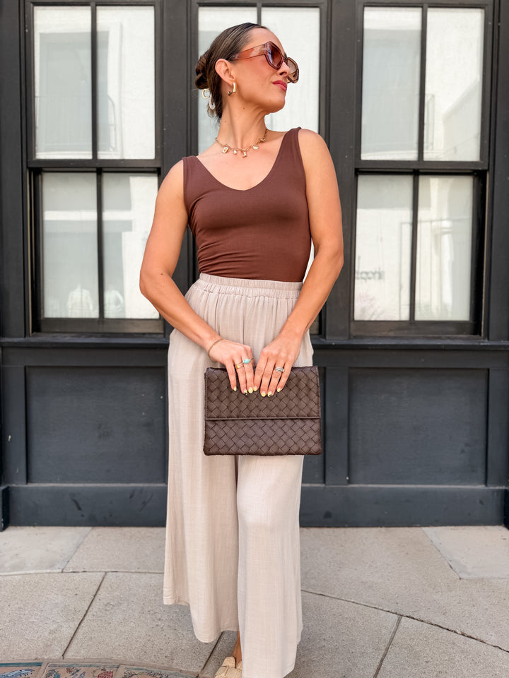 The Nicolette V-Neck Tank - Brown
