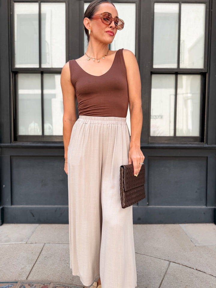 The Nicolette V-Neck Tank - Brown