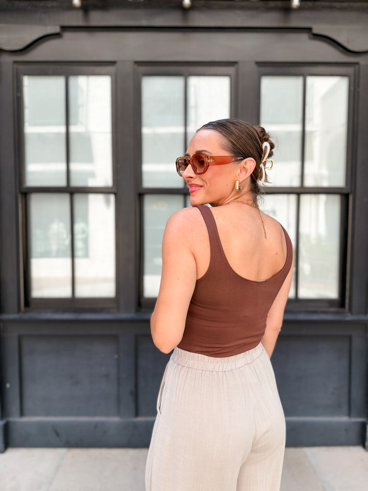 The Nicolette V-Neck Tank - Brown