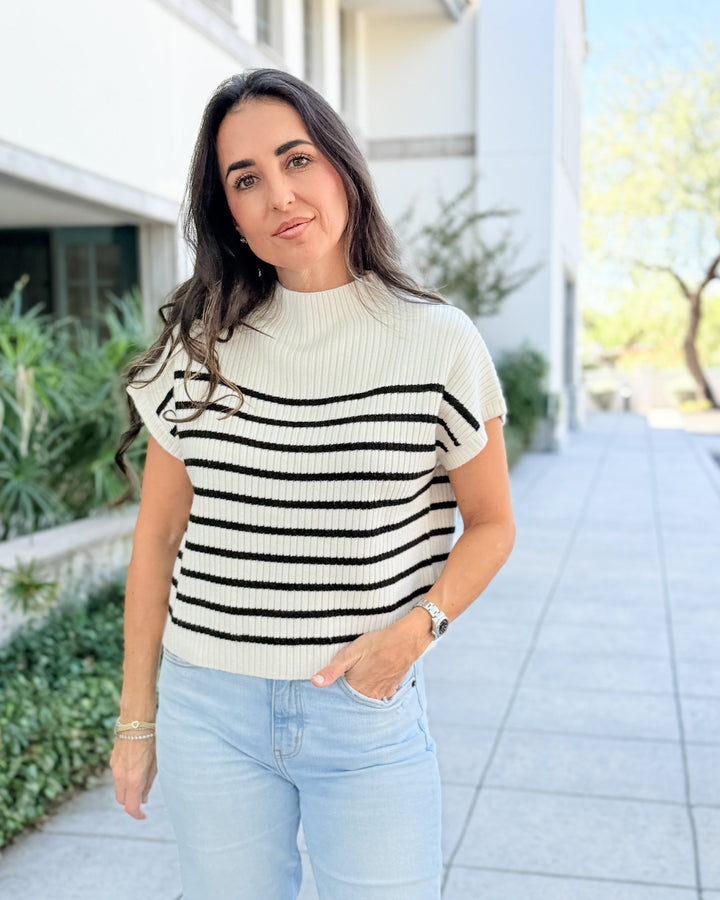 The Striped Short Sleeve Knit Top