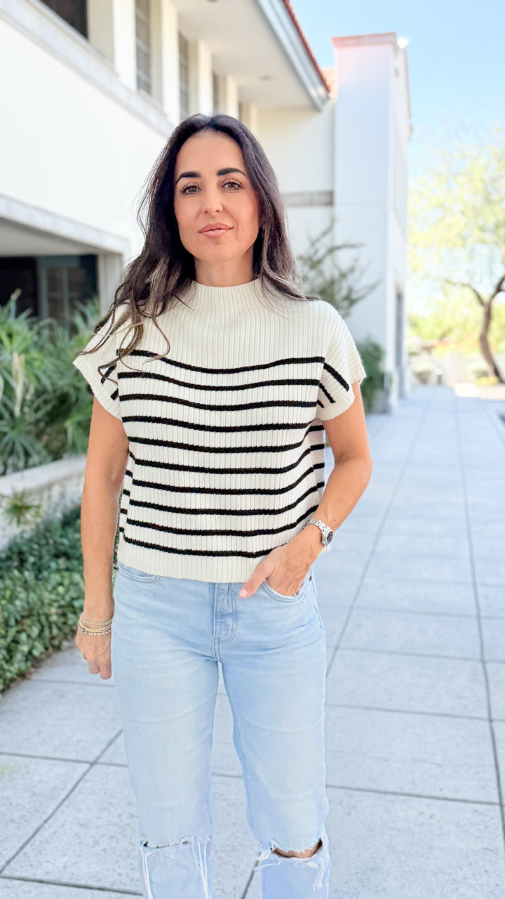 The Striped Short Sleeve Knit Top