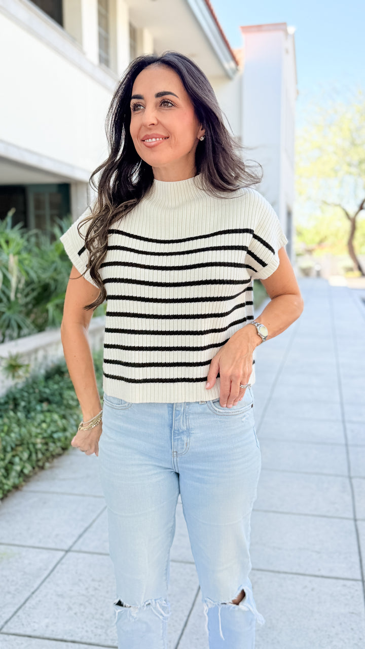 The Striped Short Sleeve Knit Top