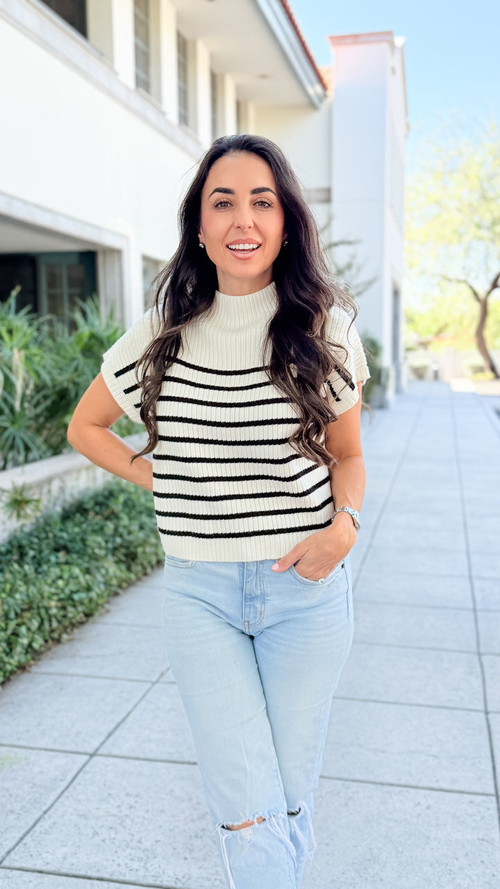 The Striped Short Sleeve Knit Top