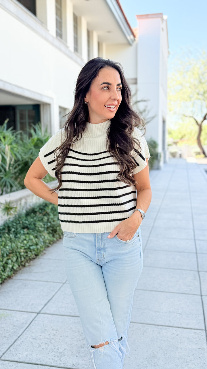 The Striped Short Sleeve Knit Top
