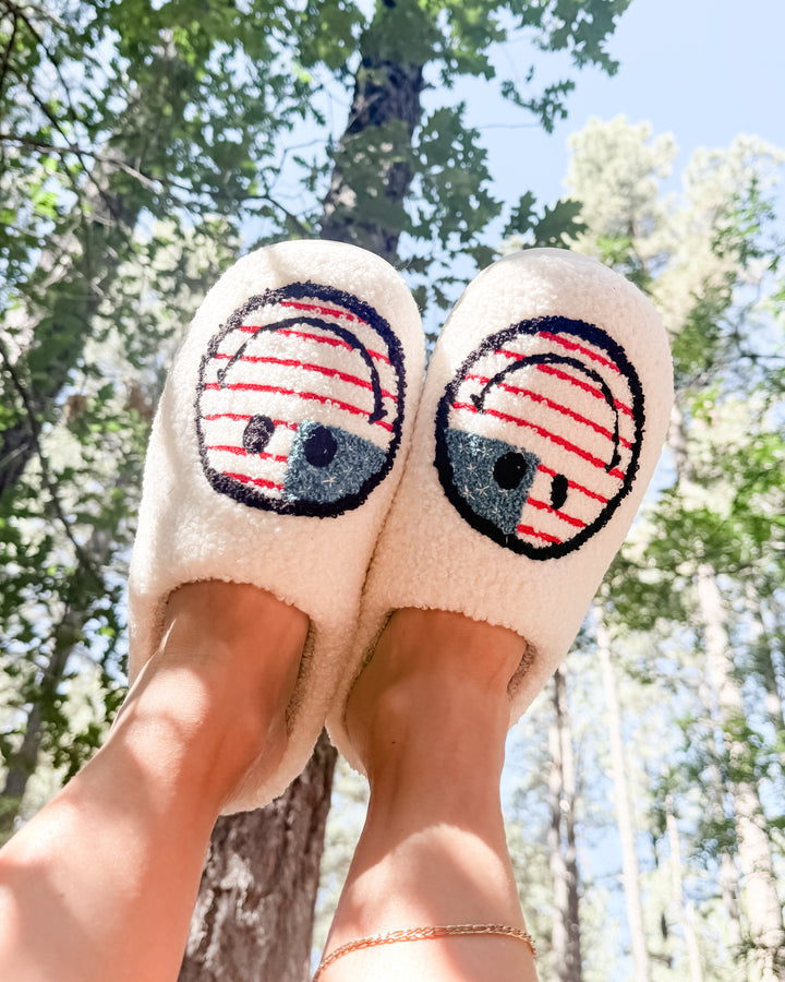 Patriotic Big Smiley Slippers