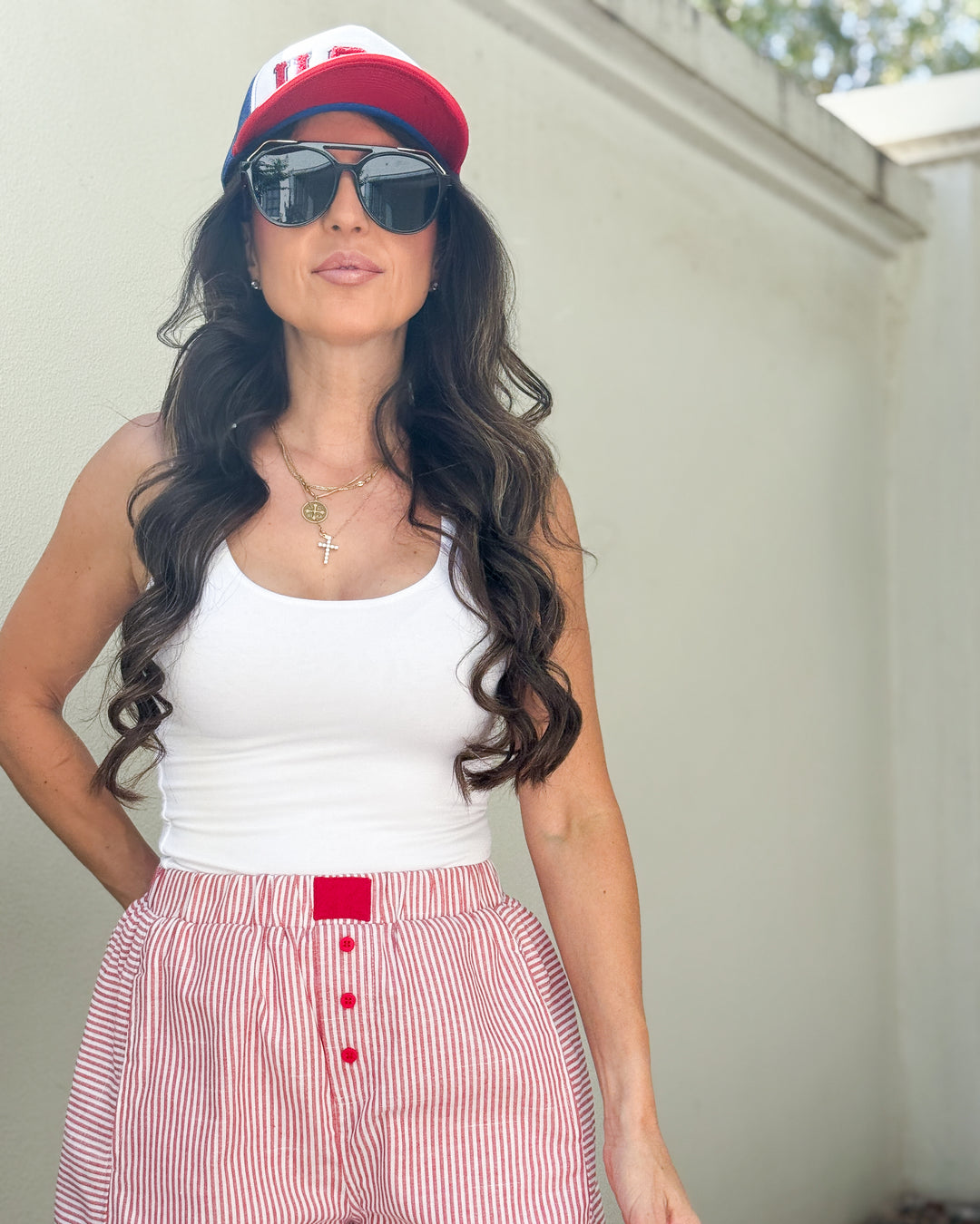 The Leni Striped Shorts - Red
