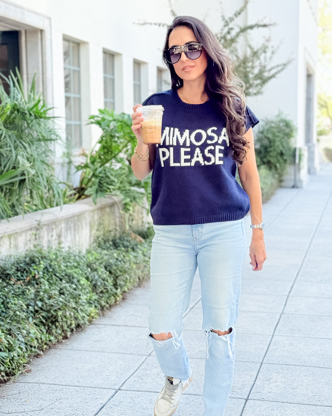 Mimosa Please Short Sleeve Pullover Sweater