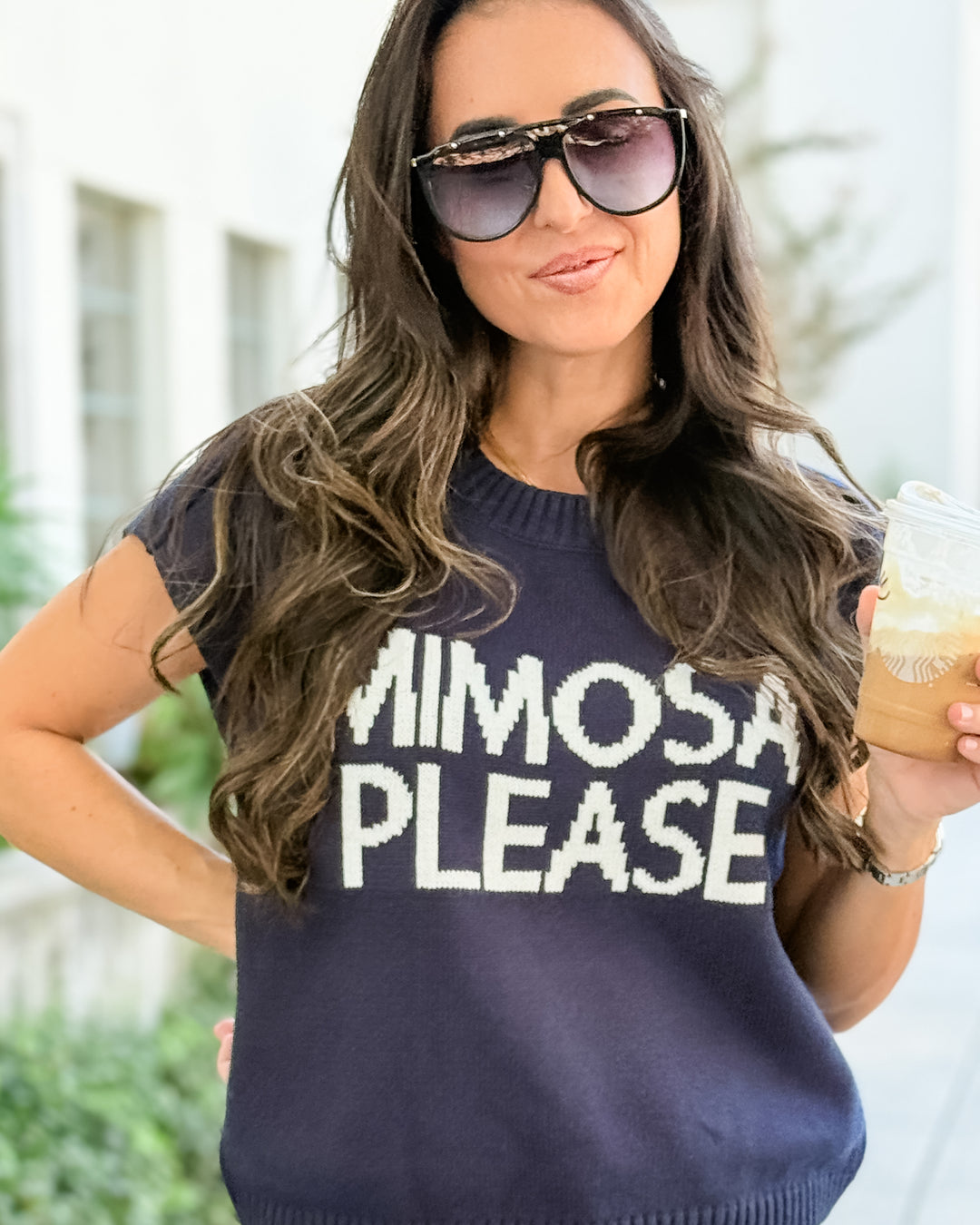Mimosa Please Short Sleeve Pullover Sweater