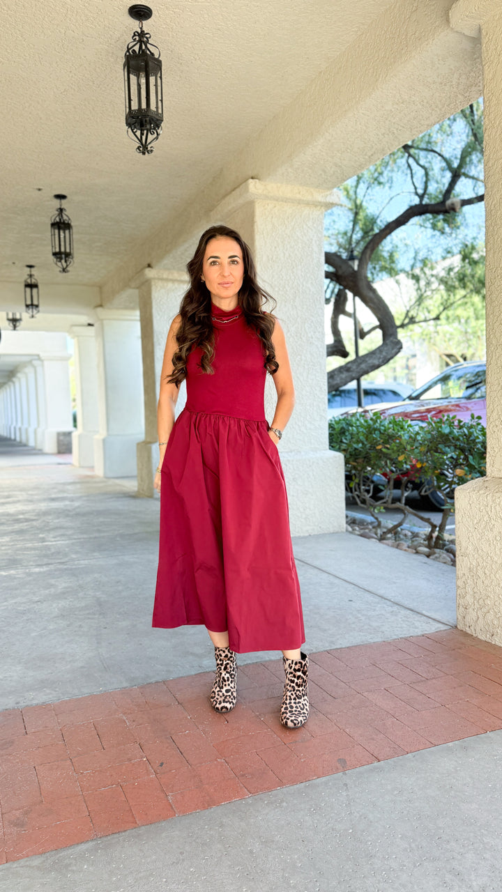 The Maren Mock Neck Midi Dress